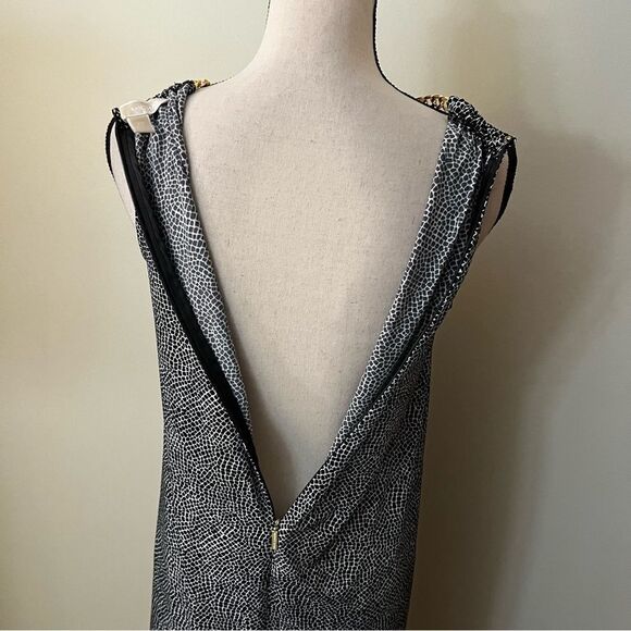 Michael Kors Jersey Halter A-line Loose Fit Dress with Gold Chain Straps - Picture 7 of 13